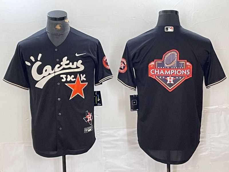 Mens Houston Astros Big Logo Black Cactus Jack Vapor Premier Stitched Baseball Jersey